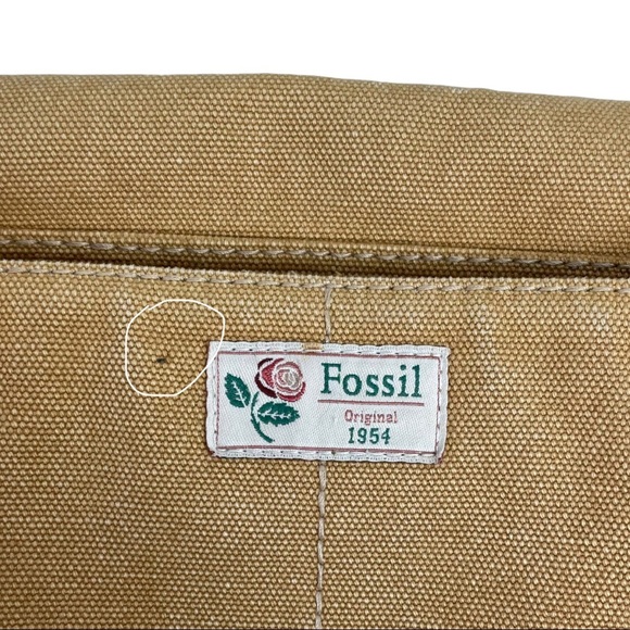 Fossil Tan Canvas Crossbody Messenger Bag - Vintage - Foldover - Picture 12 of 15